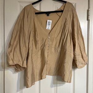 Torrid Beige Blouse with Button Detail